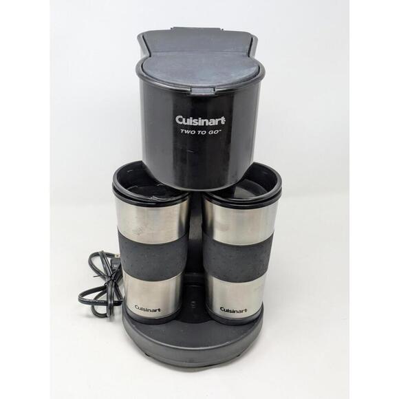 Cuisinart Two to Go Coffee Maker TTG-500 w/2 Travel Mugs Black Tested/Works - Picture 1 of 10